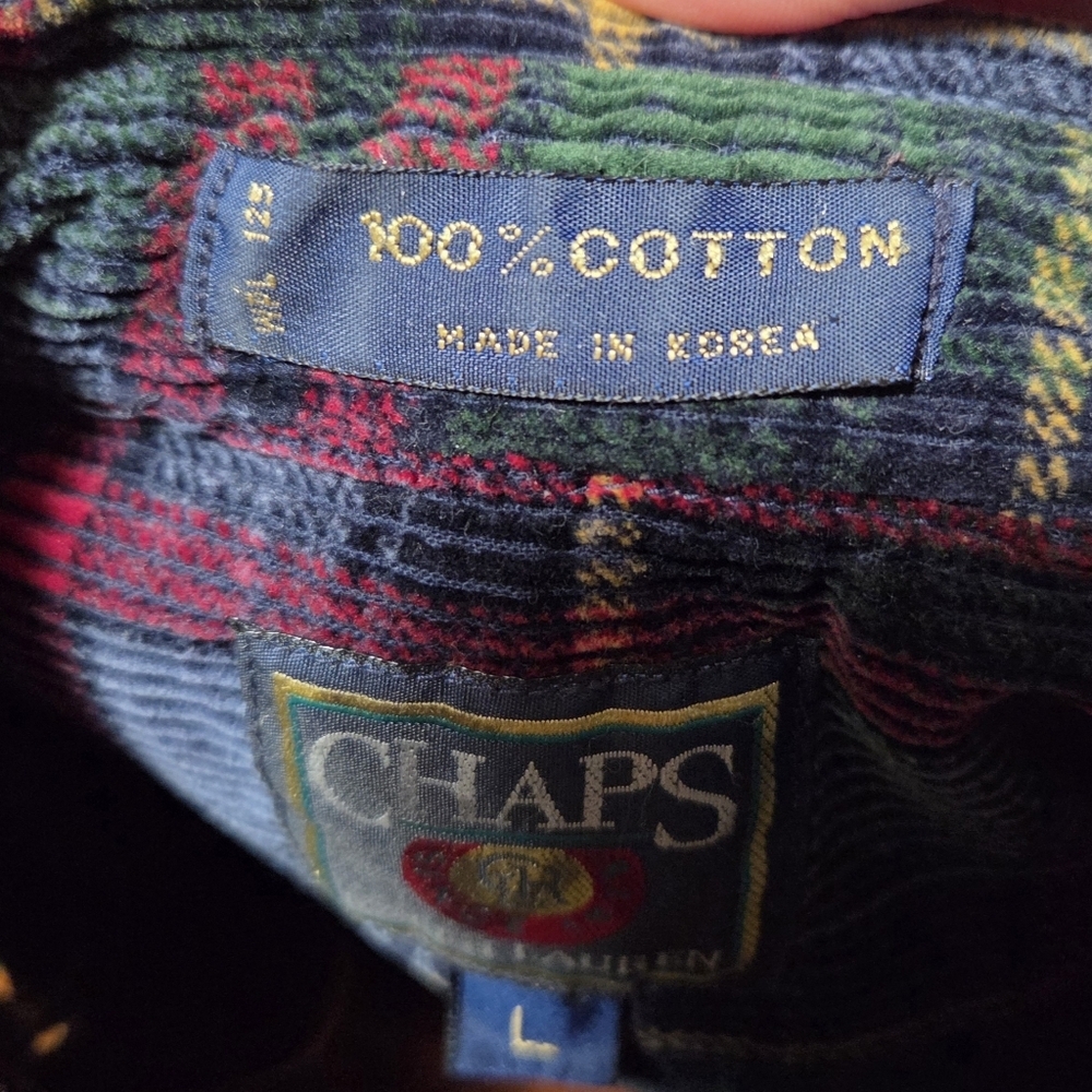 Y2K Ralph Lauren CHAPS Vintage Corduroy Plaid Shirt Size Large - Picture 6 of 6